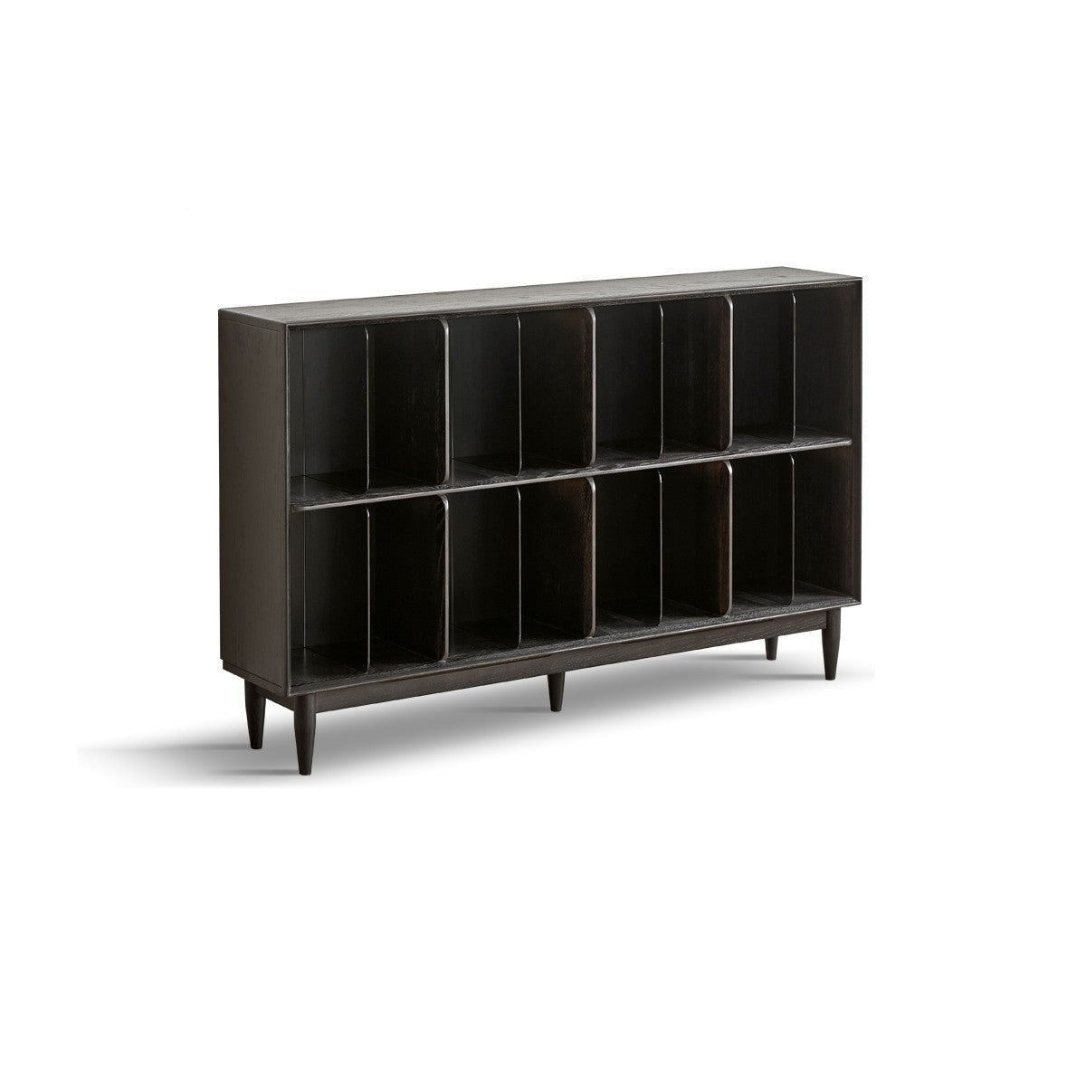 Oak Solid Wood Black Modern Bookcase"