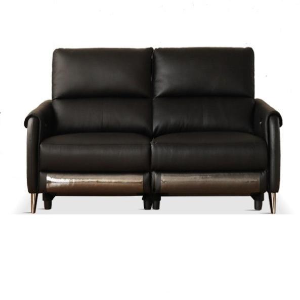 Leather Top Layer Yellow Cowhide Black Multifunctional Electric Sofa,