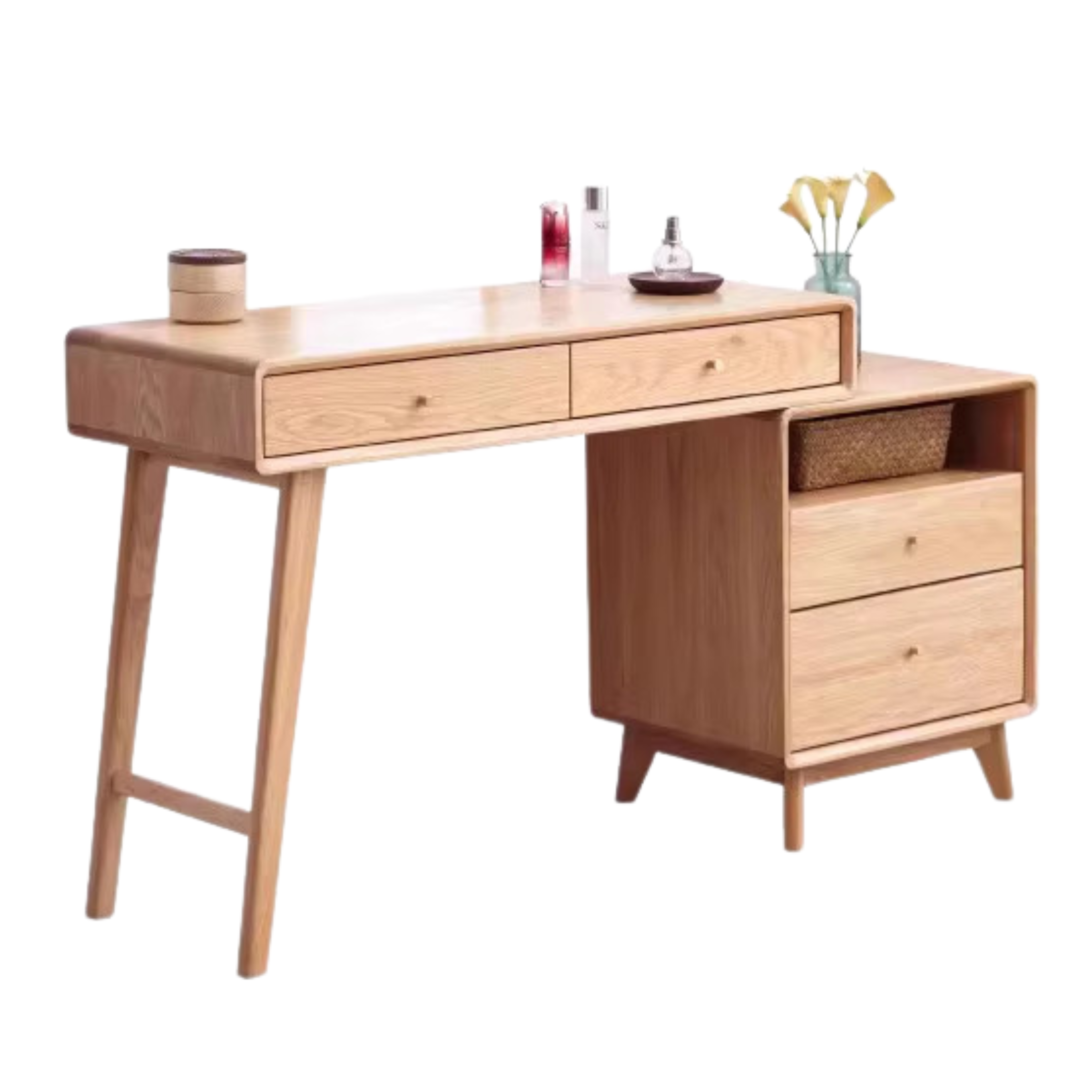 Oak Solid Wood Telescopic Dressing Table Cabinet.