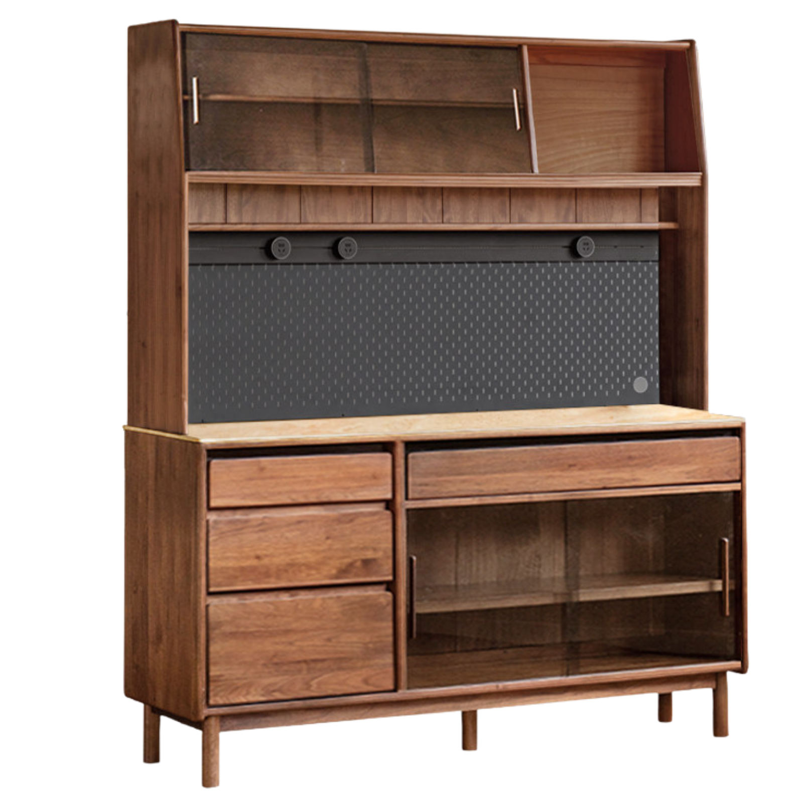 Black Walnut, Sandalwood Solid Wood Light Luxury Rock Plate Sideboard