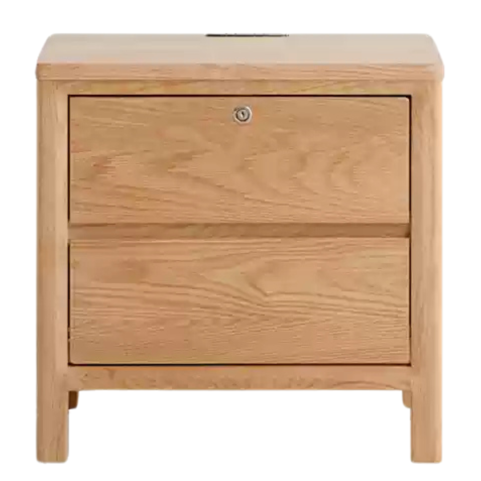 Oak Solid Wood, Solid Rubberwood Nightstand with Locker.