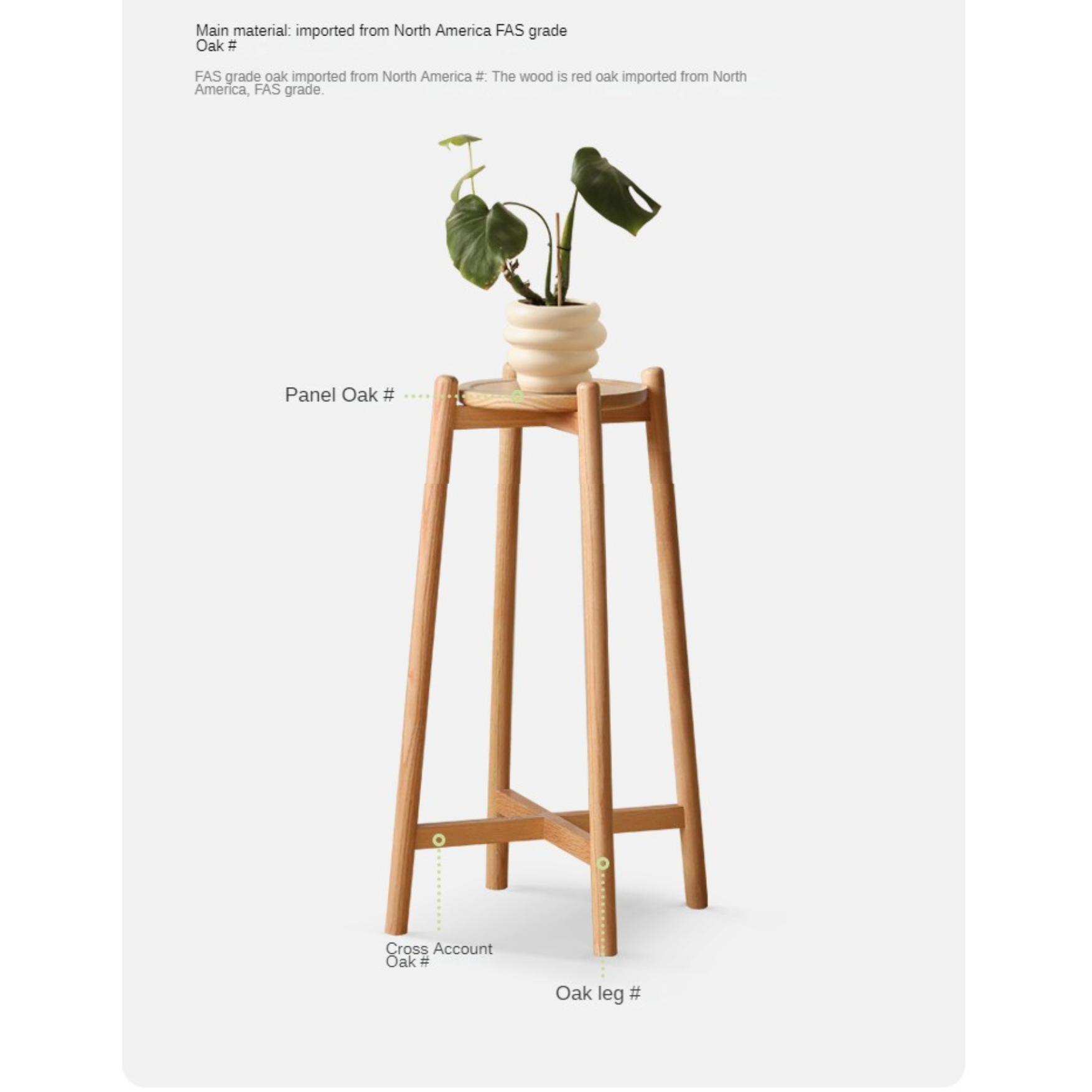 Oak Solid Wood Flower Rack Storage Rack