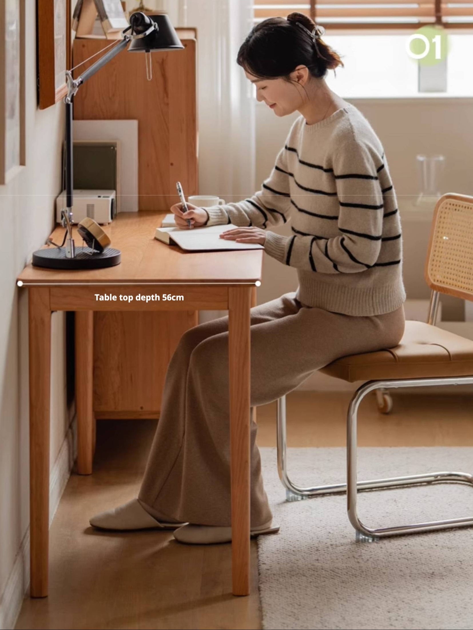 Cherry Solid Wood Desk Medieval Study Computer Desk
