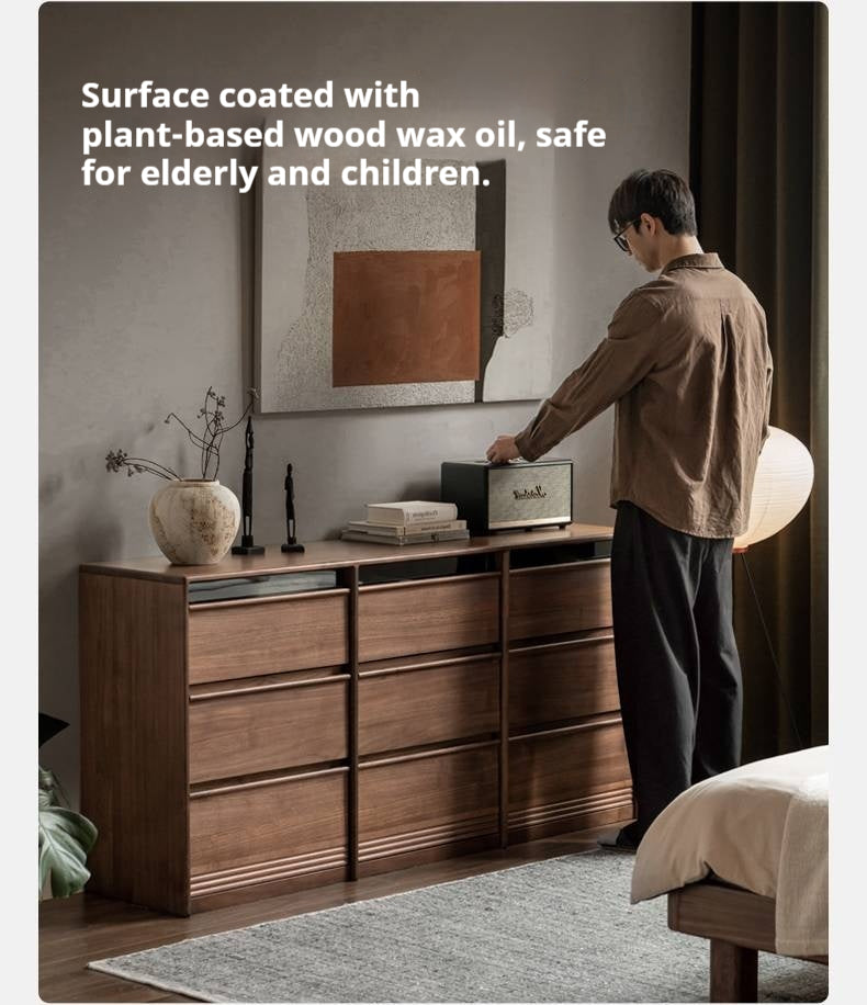 Black Walnut Solid Wood Nine-Drawer Chest