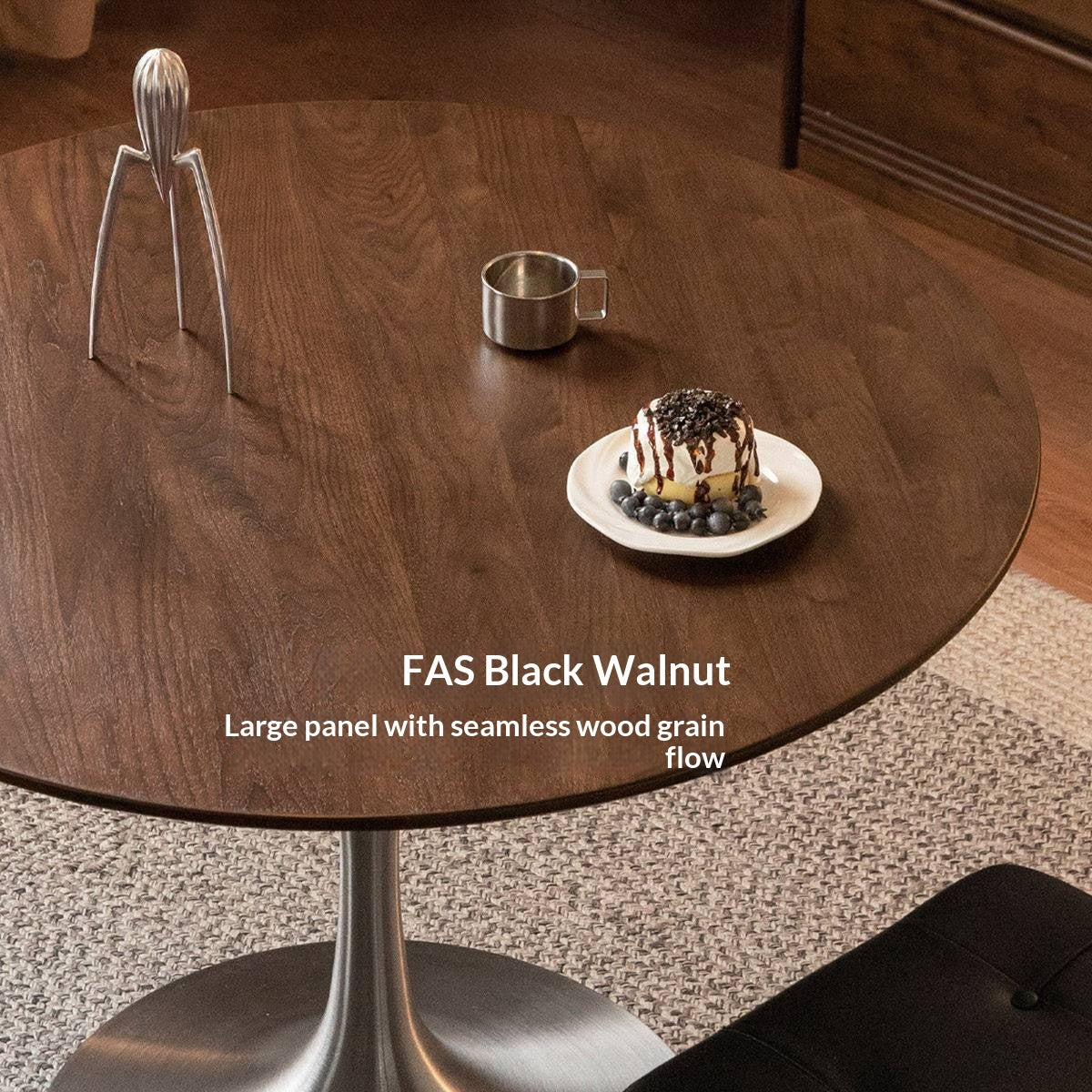 Black Walnut Solid Wood Dining Table Bauhaus Style