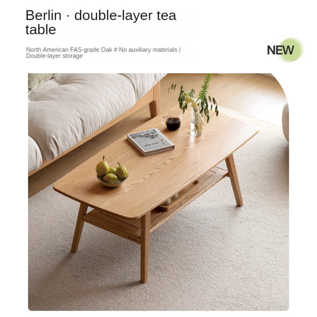 Rubberwood, Oak, Beech Solid Wood Modern Coffee Table