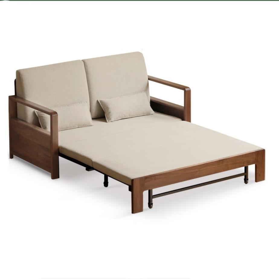 Black Walnut, Solid Sandalwood Folding Sofa Bed.