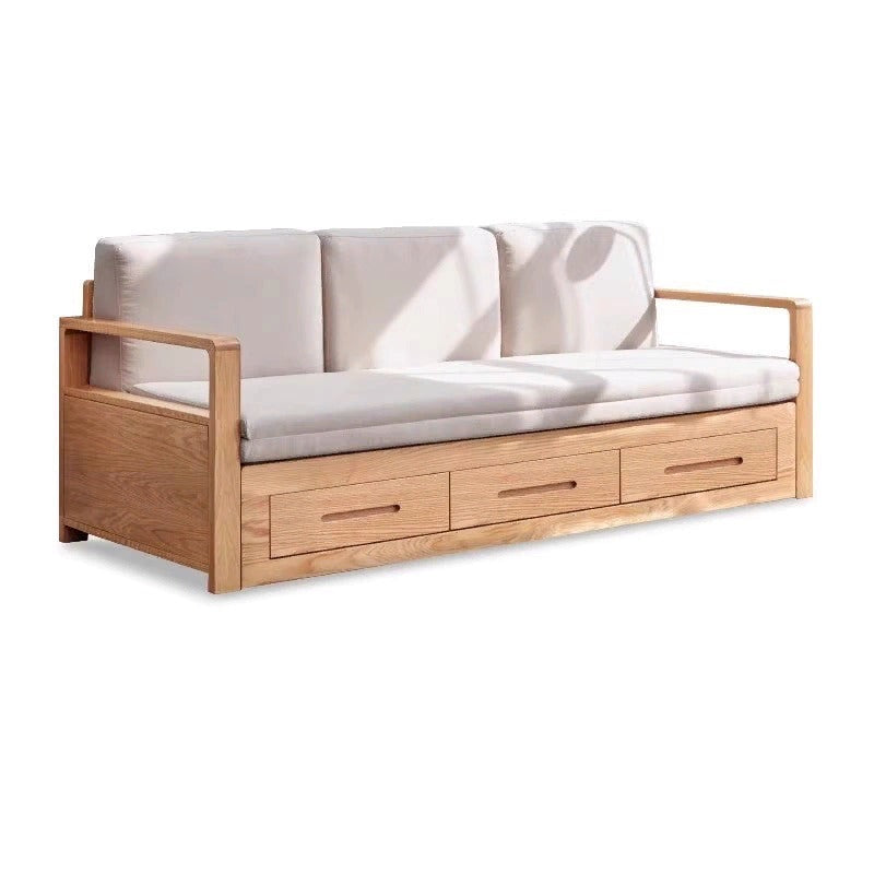 Oak, Ash Solid Woof Folding Storage Sofa Bed.