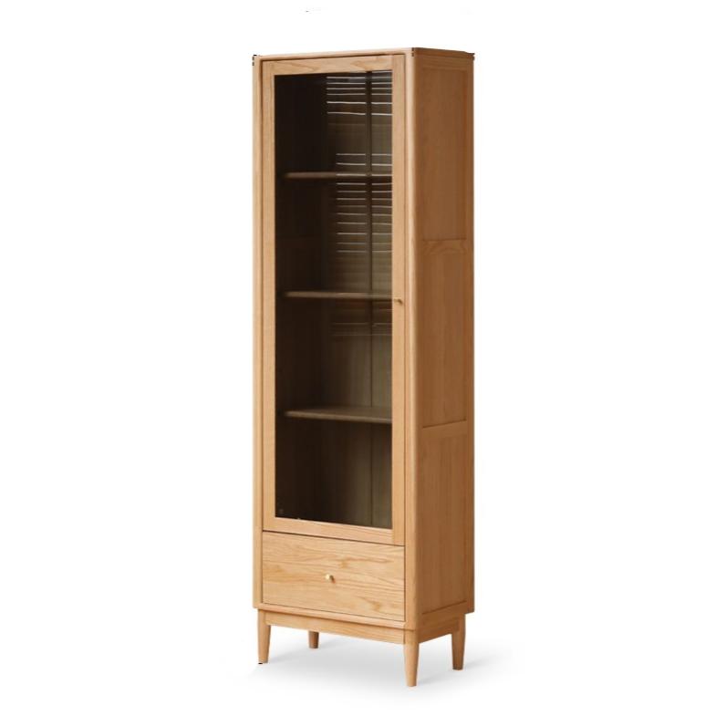Oak Solid Wood Modern Glass Door Bookcase