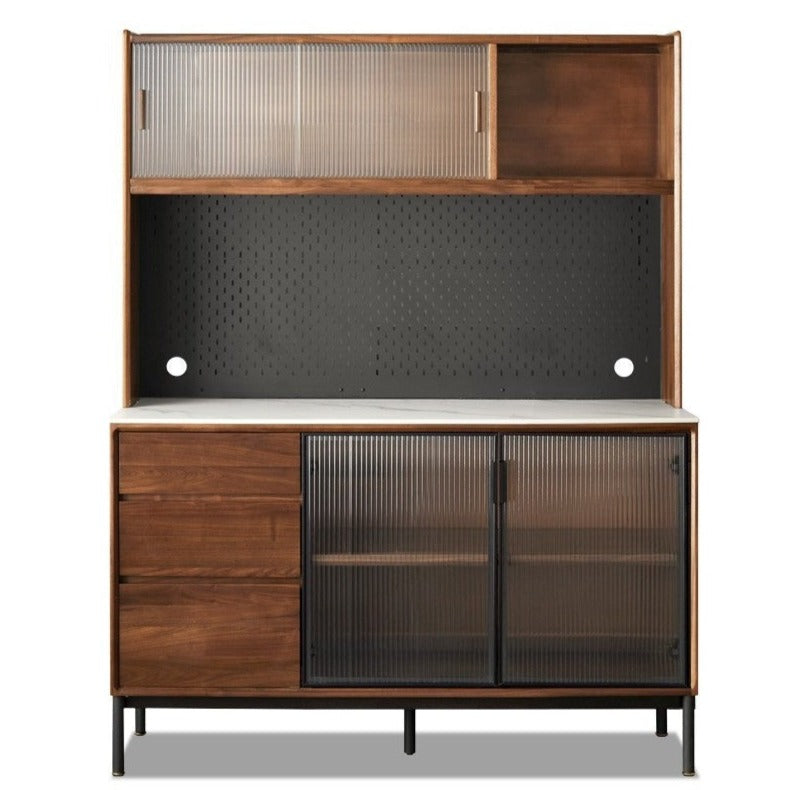 Black Walnut Solid Wood, Sandalwood Rock Sideboard Buffet Cabinet