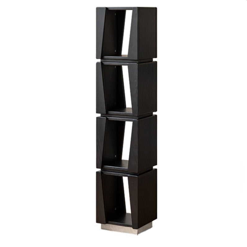 Oak solid wood floor-standing narrow bookshelf.
