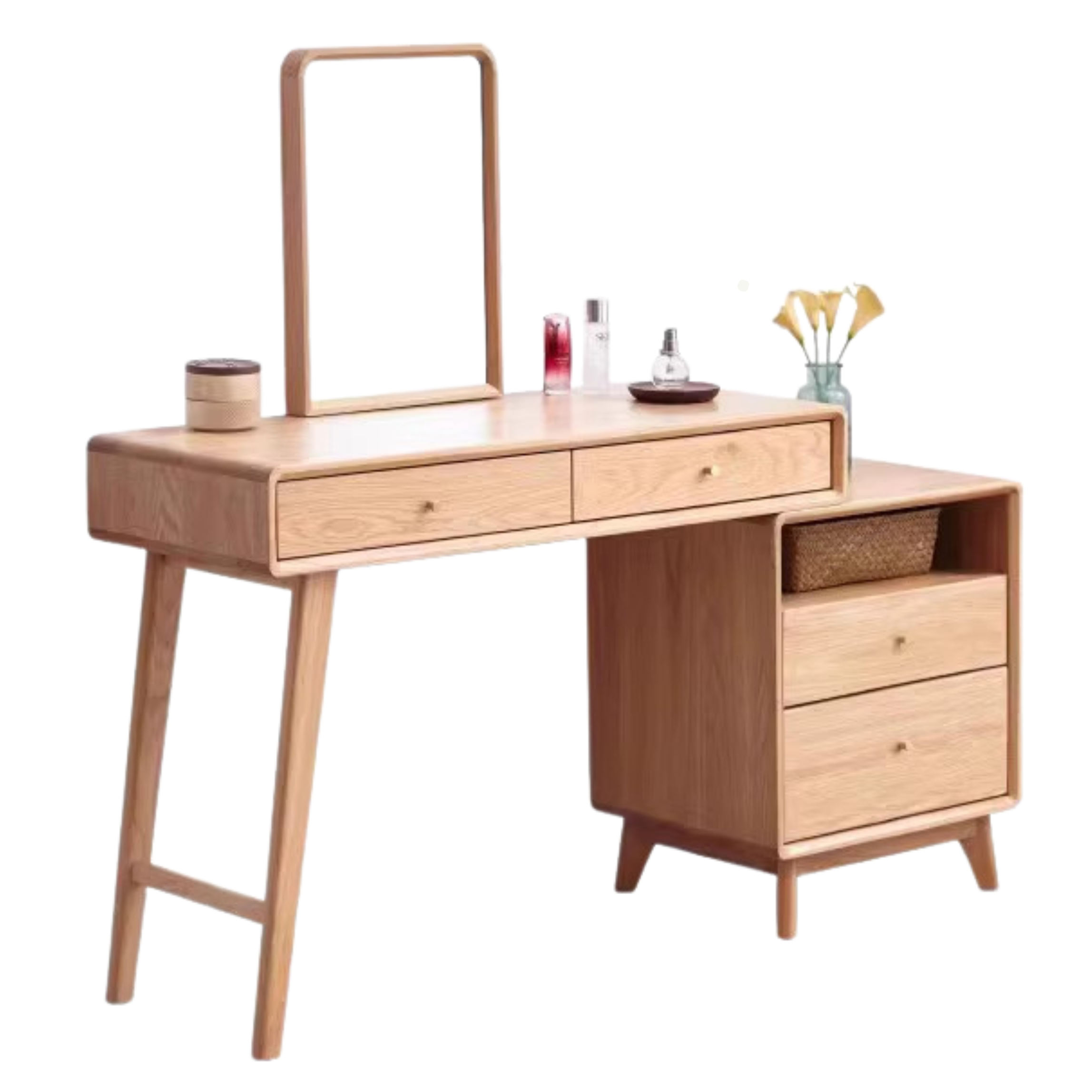 Oak Solid Wood Telescopic Dressing Table Cabinet.