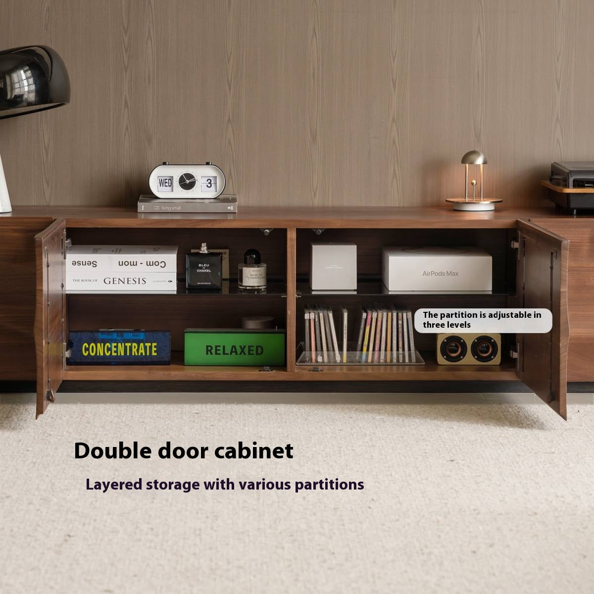 Black Walnut, Sandalwood Italian Light Luxury Style TV Stand