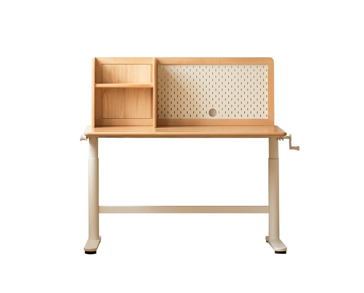 Hand-cranked lifting table board shelf DIY Beech solid wood"