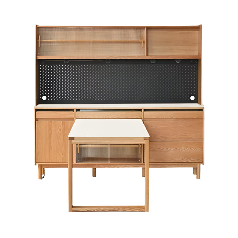 Oak Solid Wood Rock Plate Dining Sideboard