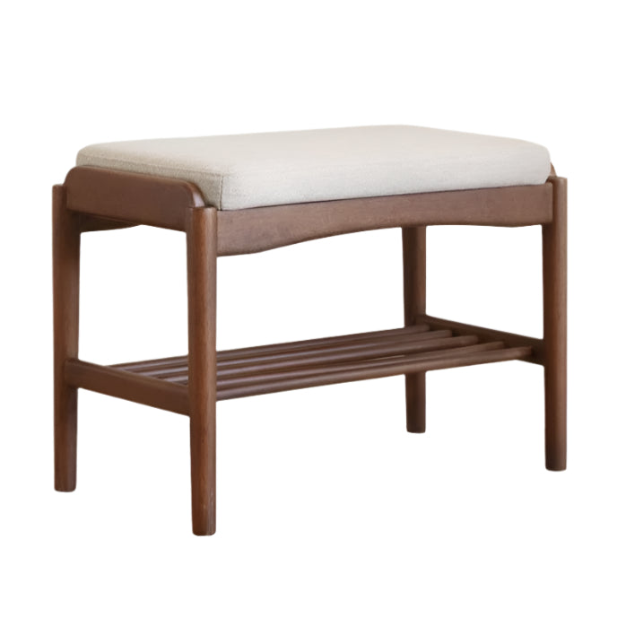 Black Walnut Solid Wood Genuine leather, Fabrics Shoe Changing Stool