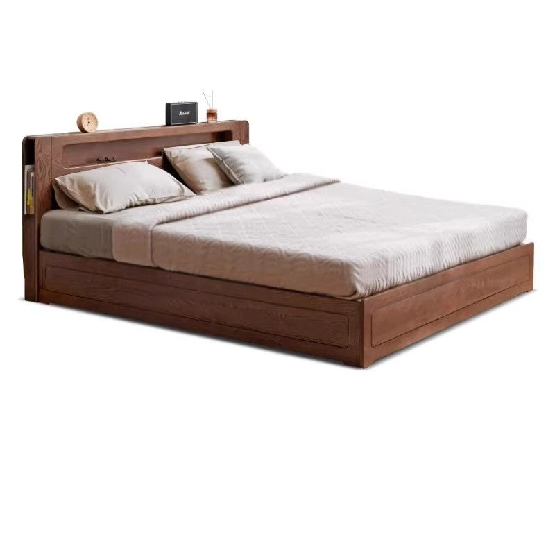 Oak Solid Wood Luminous Storage Box Bed