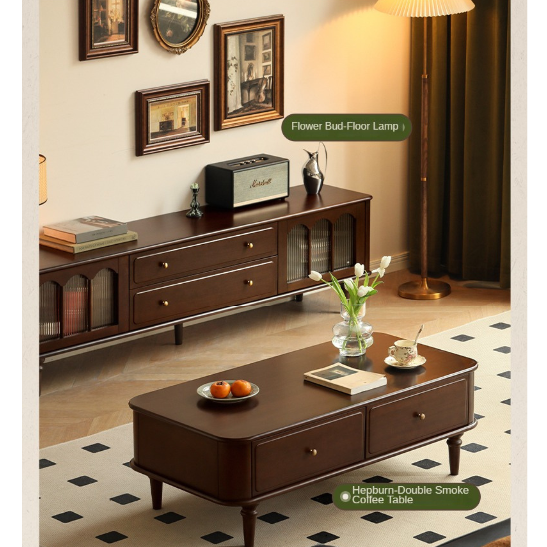 Poplar Solid Wood American Style TV Cabinet.