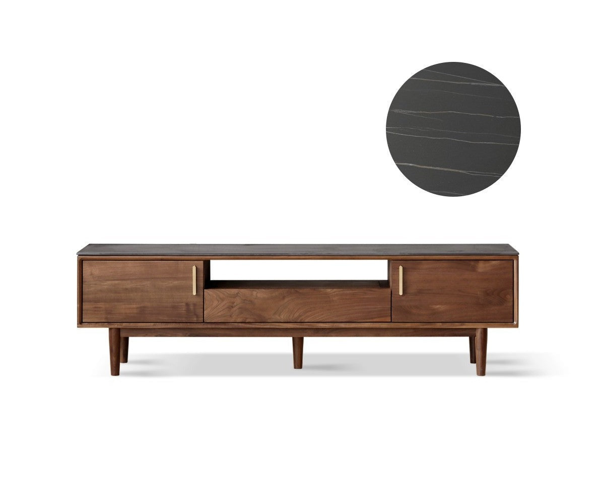 Black walnut solid wood TV stand slate cabinet"+