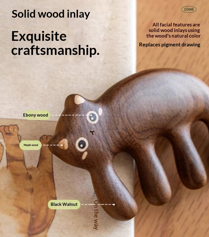 Black Walnut Solid Wood Modern Massage Comb