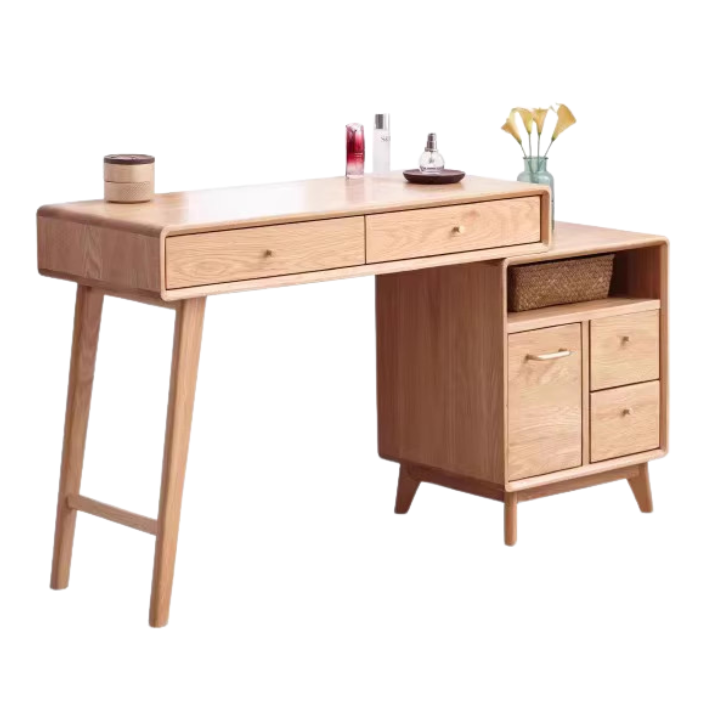 Oak Solid Wood Telescopic Dressing Table Cabinet.