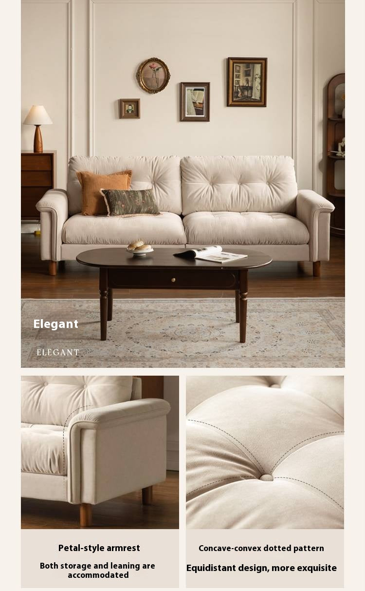 French Retro Fabric Sofa – High-Back with Pet-Friendly Scratch-Resistant Fabric