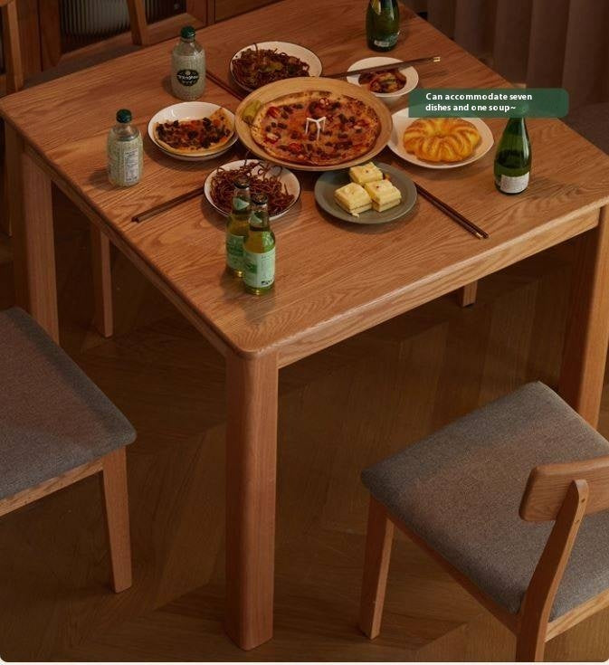 Solid Rubberwood, Oak Solid Wood Square Dining Table