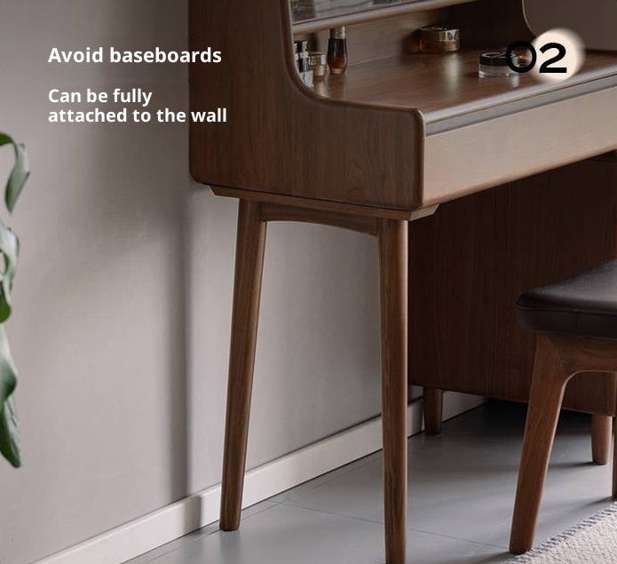 Black Walnut, Sandalwood Solid Wood Light Luxury Multifunctional Dressing Table
