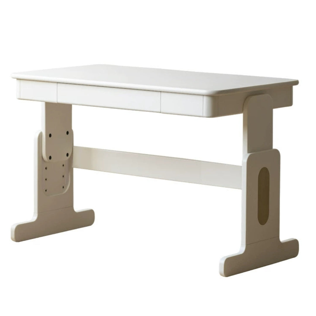 Solid Rubberwood Lift Study Desk Adjustable White Kids Desk