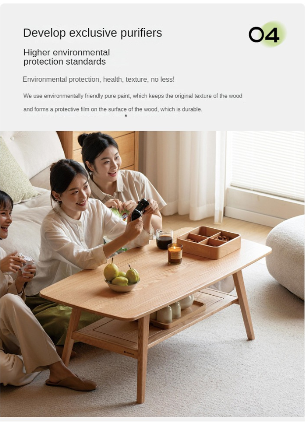 Rubberwood, Oak, Beech Solid Wood Modern Coffee Table