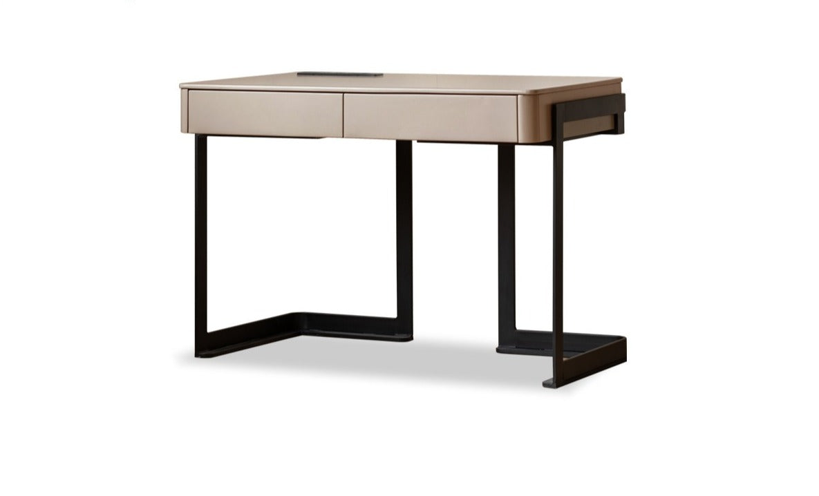 Ash solid wood rock board Italian light luxury office desk with drawer"
