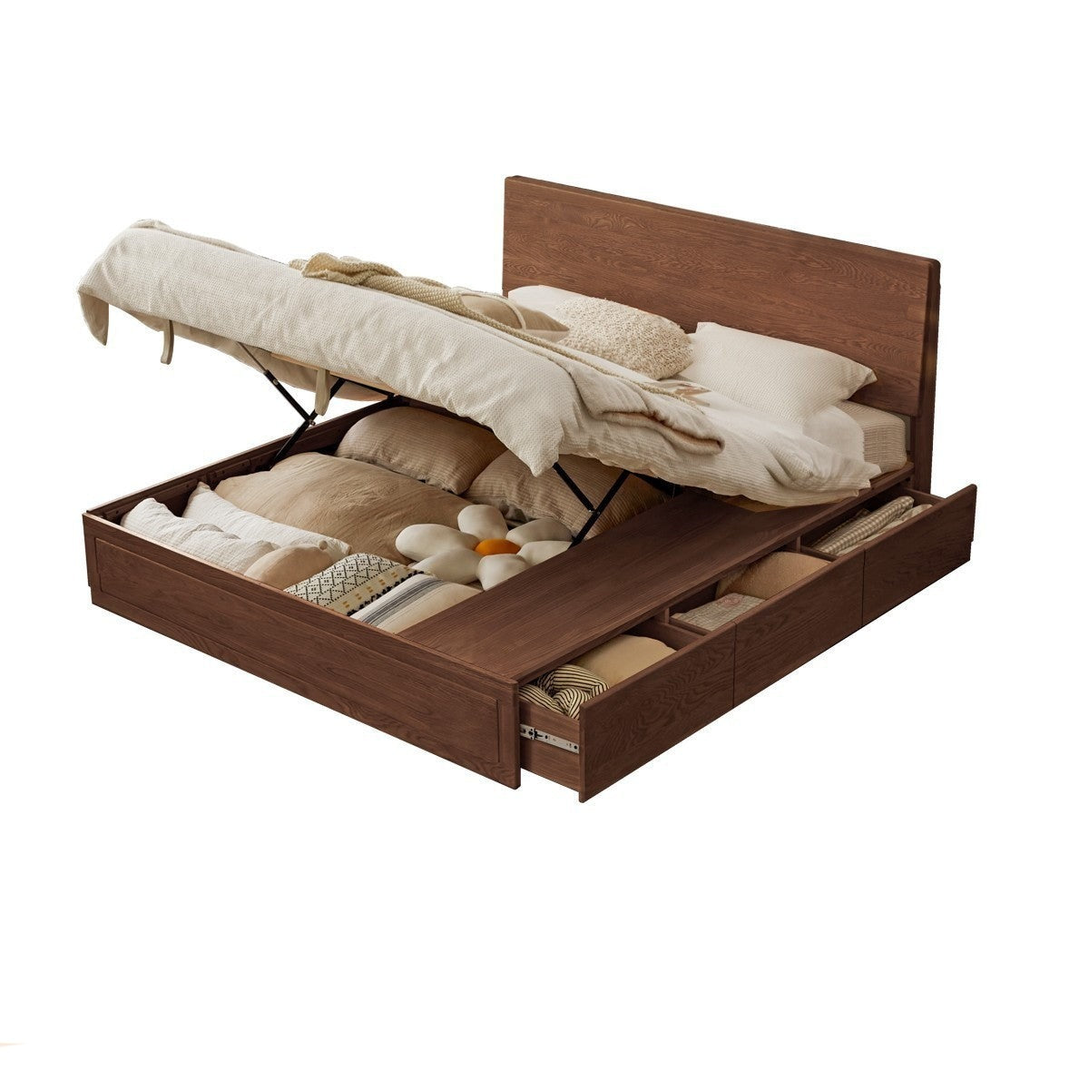 Ash, Oak, Black Walnut Solid Wood Box Bed Modern