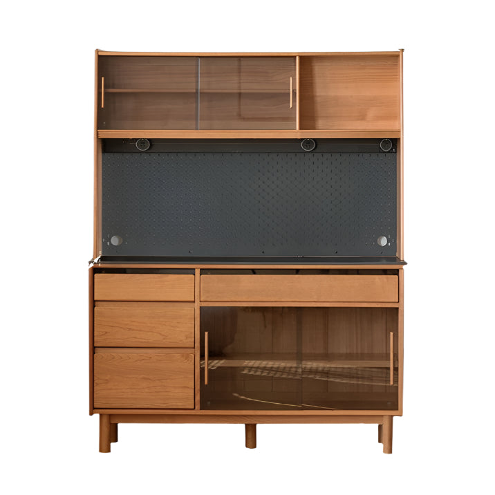 Cherry Solid Wood Rock Plate Storage Sideboard