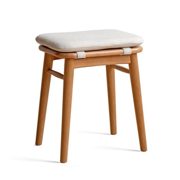 Black Walnut, Cherry, Oak, Sandalwood, Solid RubberWood Modern Light Luxury Makeup Stool