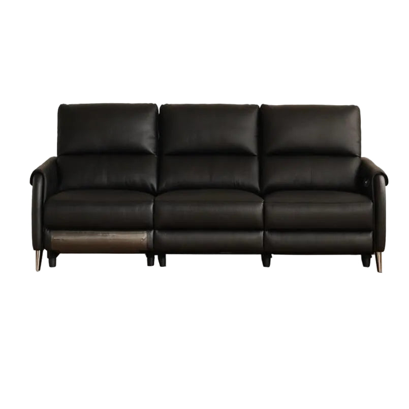Genuine leather zero-wall electric recliner sofa with high backrest, deep cushioned seats