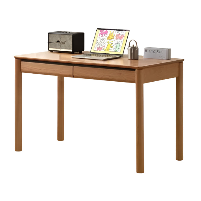 Cherry Solid Wood Retro Study Desk With Drawer