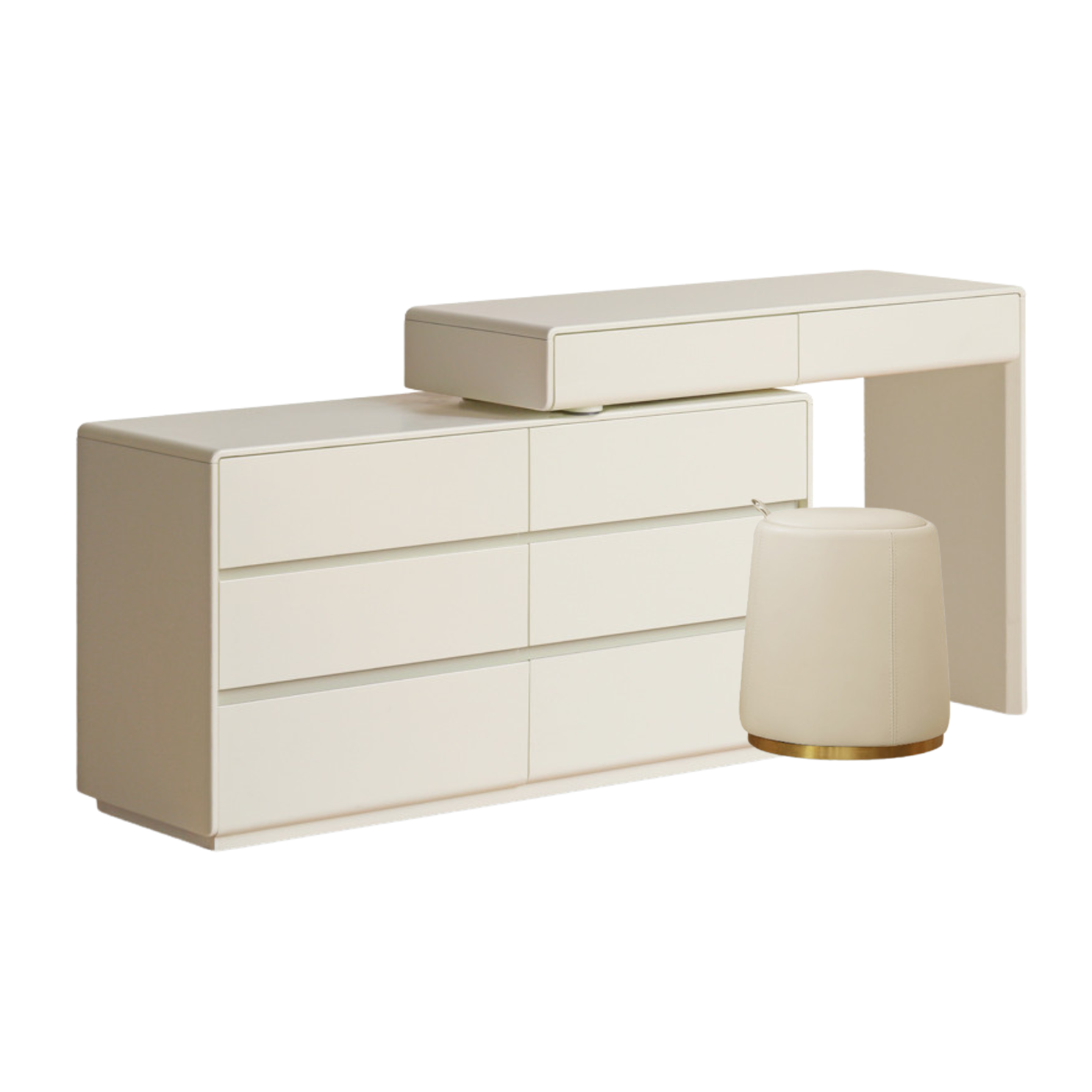 Poplar Solid Wood, Solid Rubberwood L-Shape Dressing Table