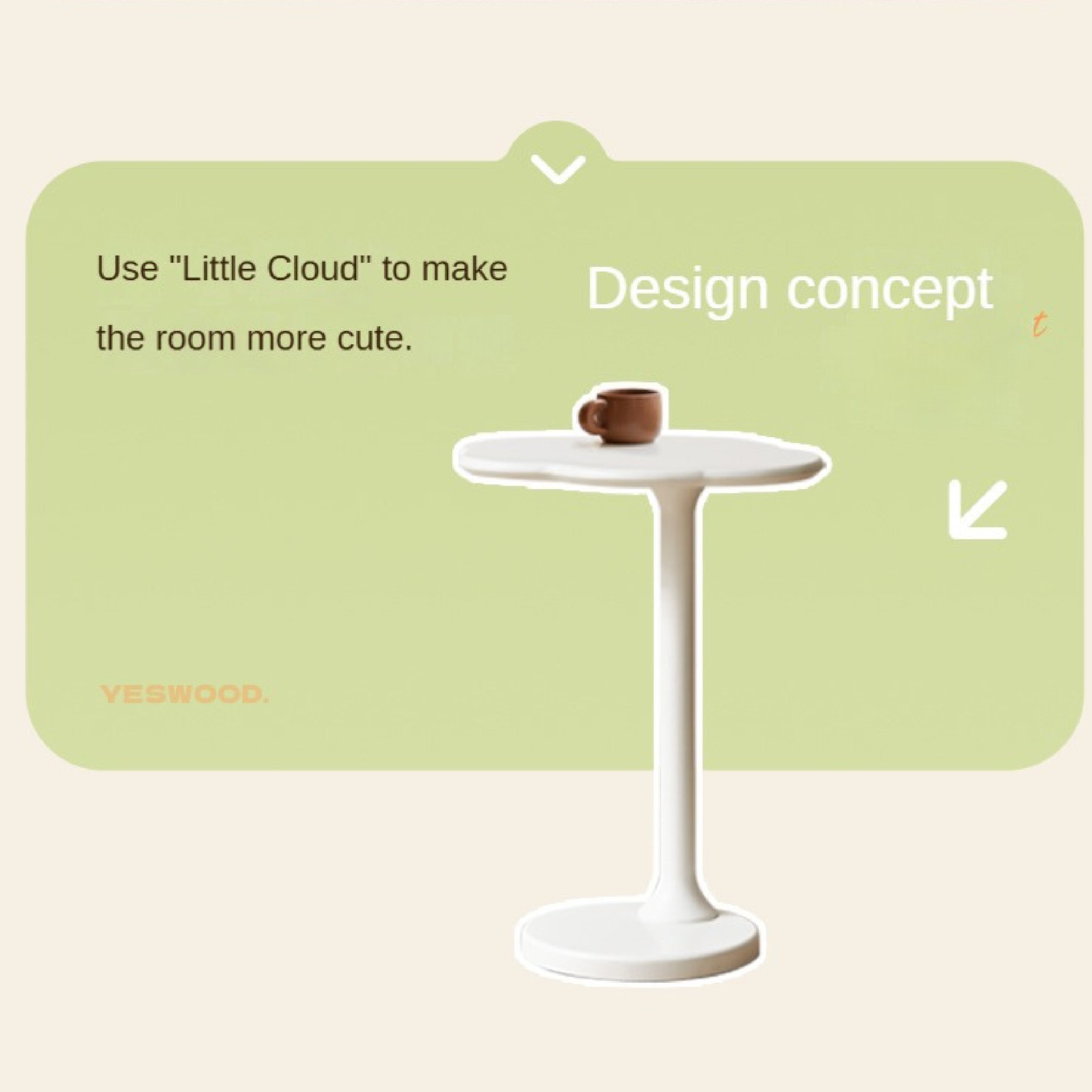 Rubberwood Solid Wood Cloud Side Table