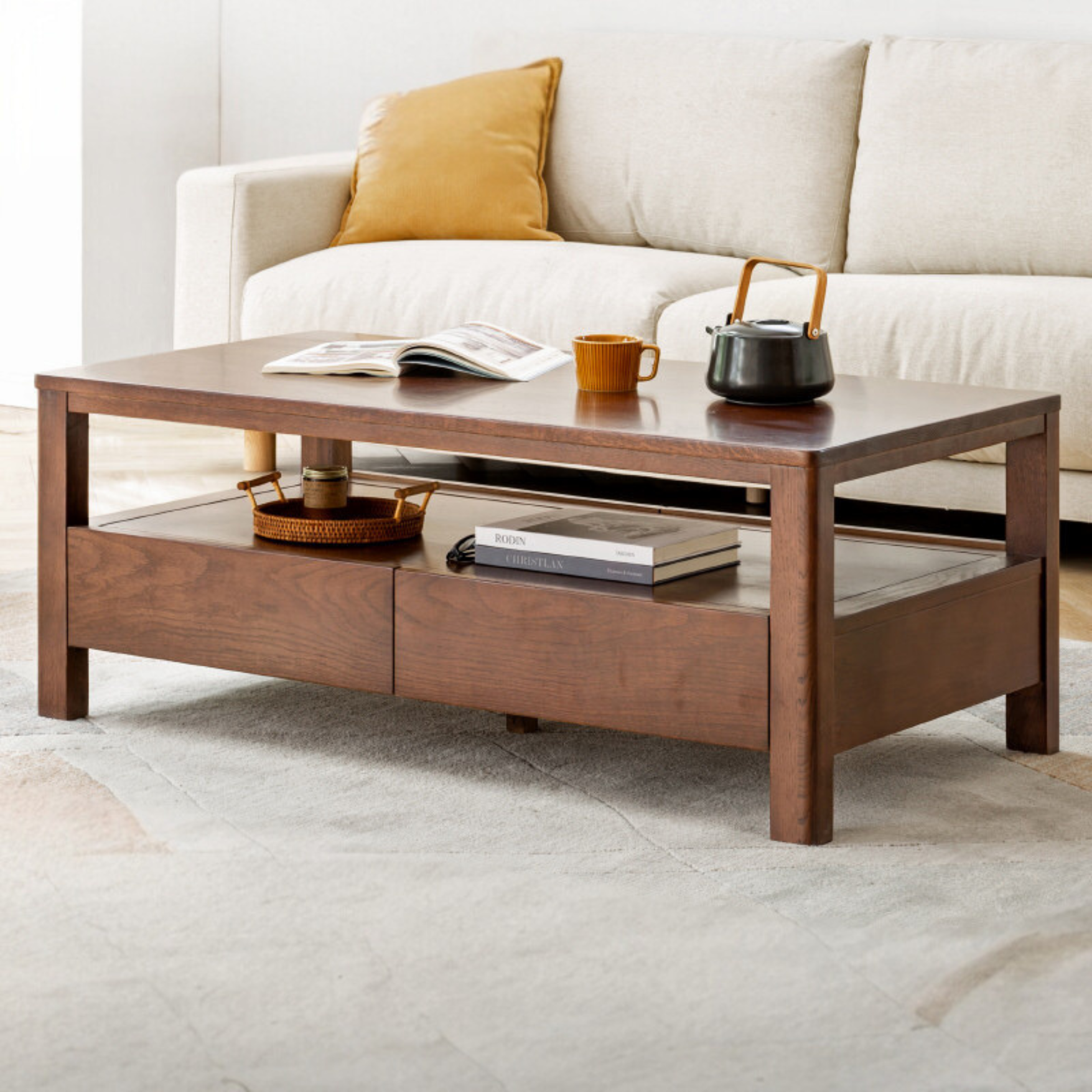 Oak, Ash Solid Wood Nordic Minimalist Modern Coffee Table