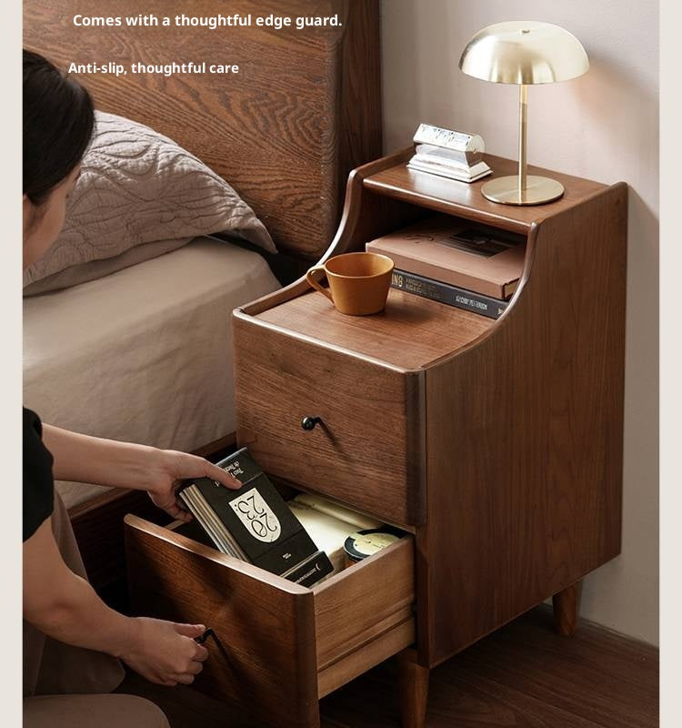 Black Walnut Solid Wood Retro Style Nightstand