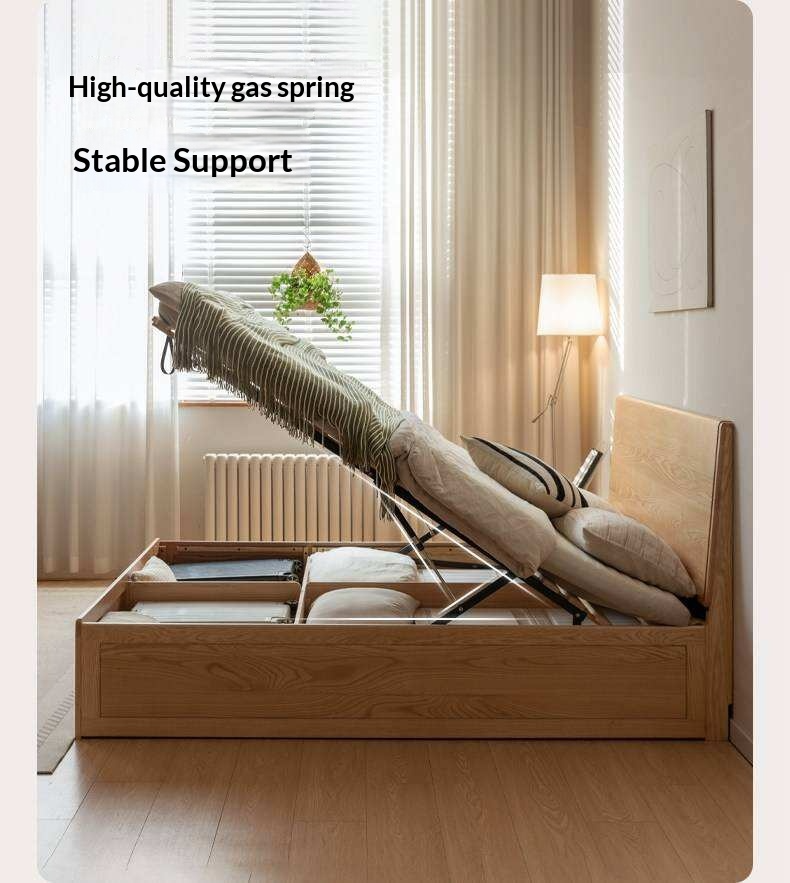 Oak Solid Wood Box Bed — Modern Minimalist Design