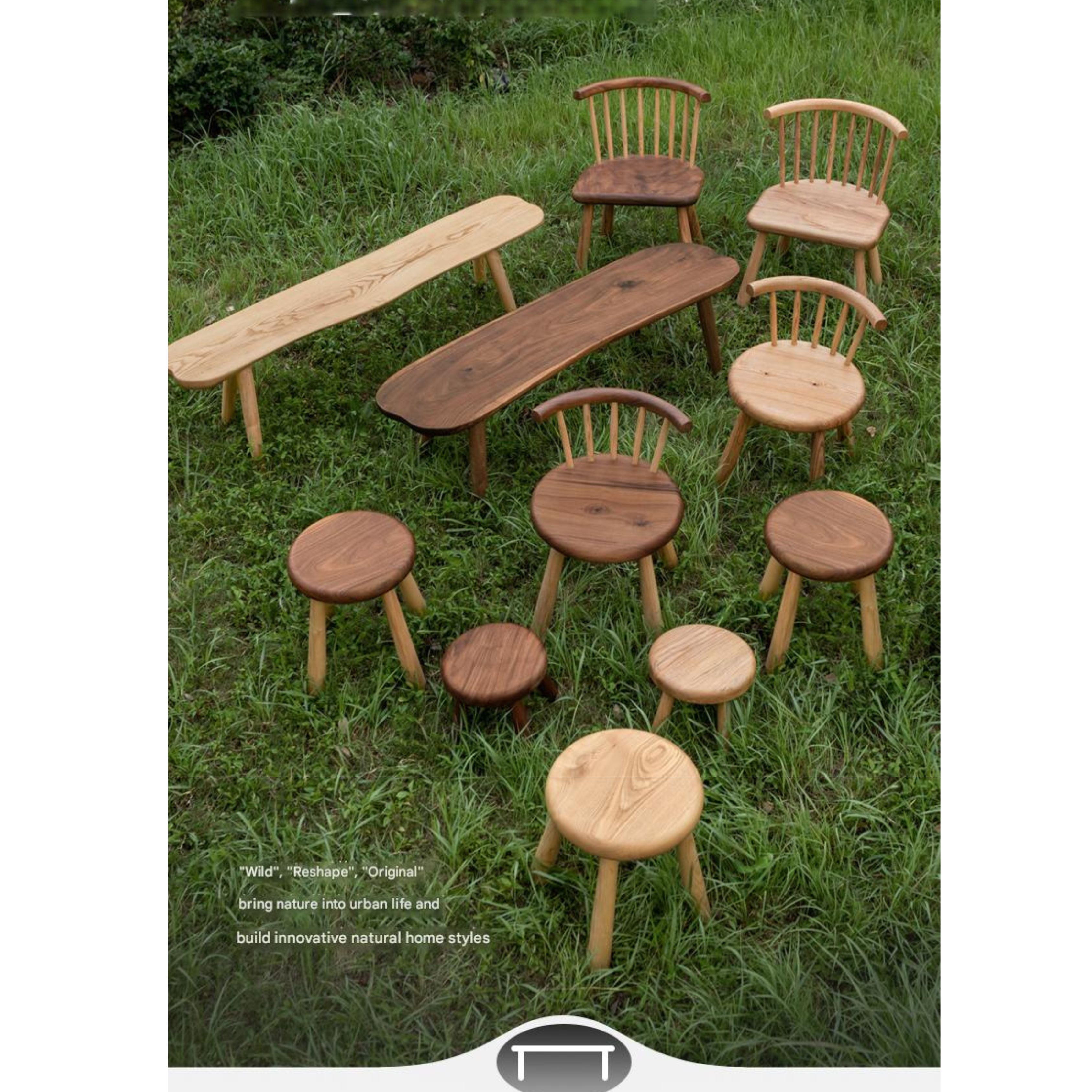 South American Walnut, Black Walnut, Ash Solid Wood Side Chair Small Stool