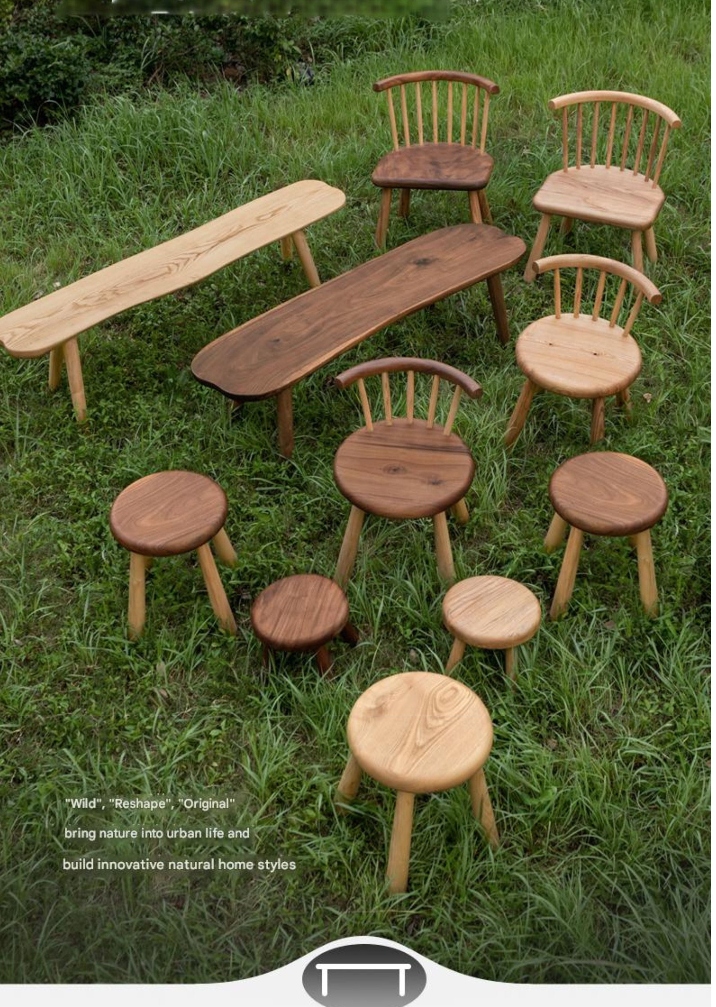 South American Walnut, Black Walnut, Ash Solid Wood Side Chair Small Stool