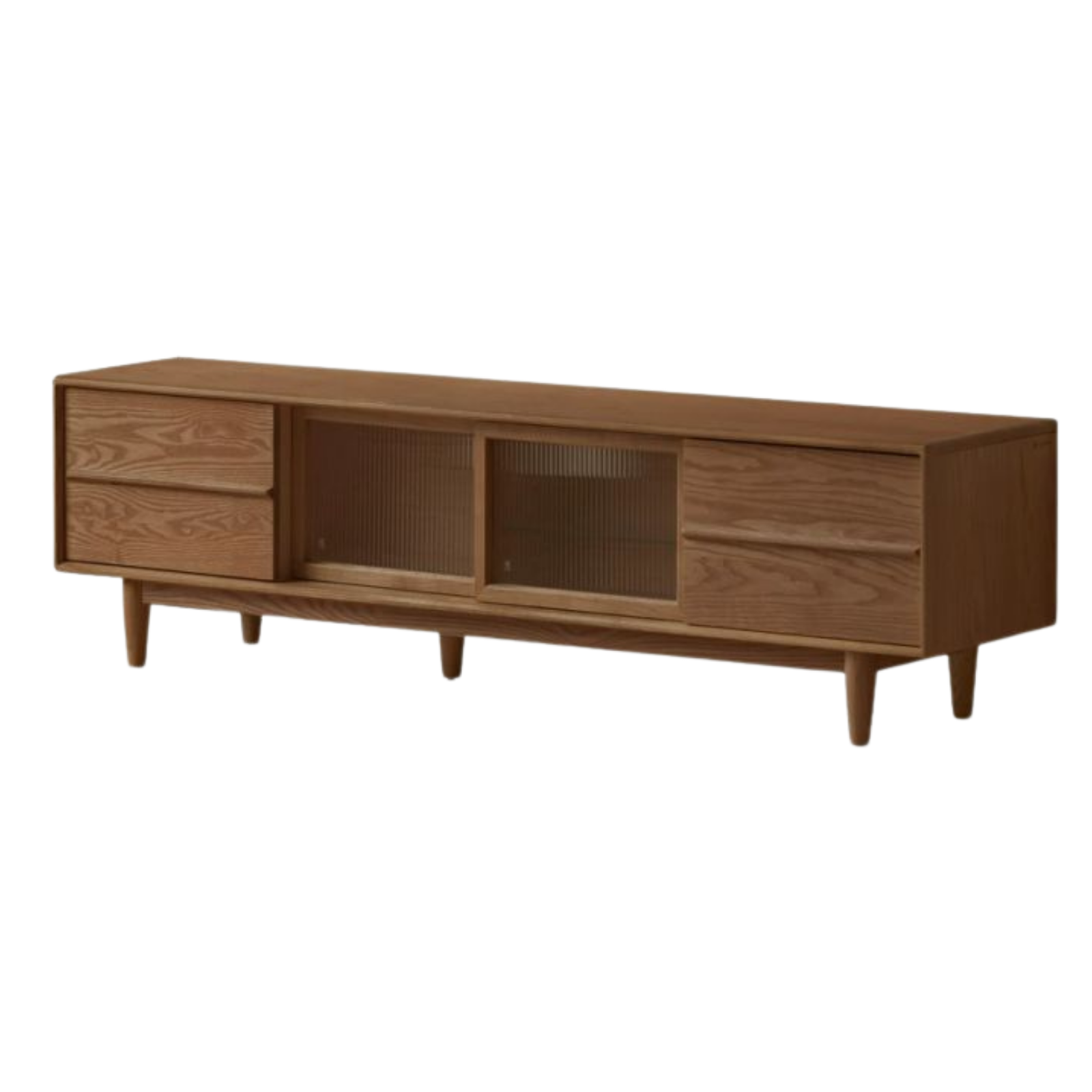 Black Walnut, Ash Solid Wood, Solid Longan Hardwood TV Cabinet with Sliding Door Storage