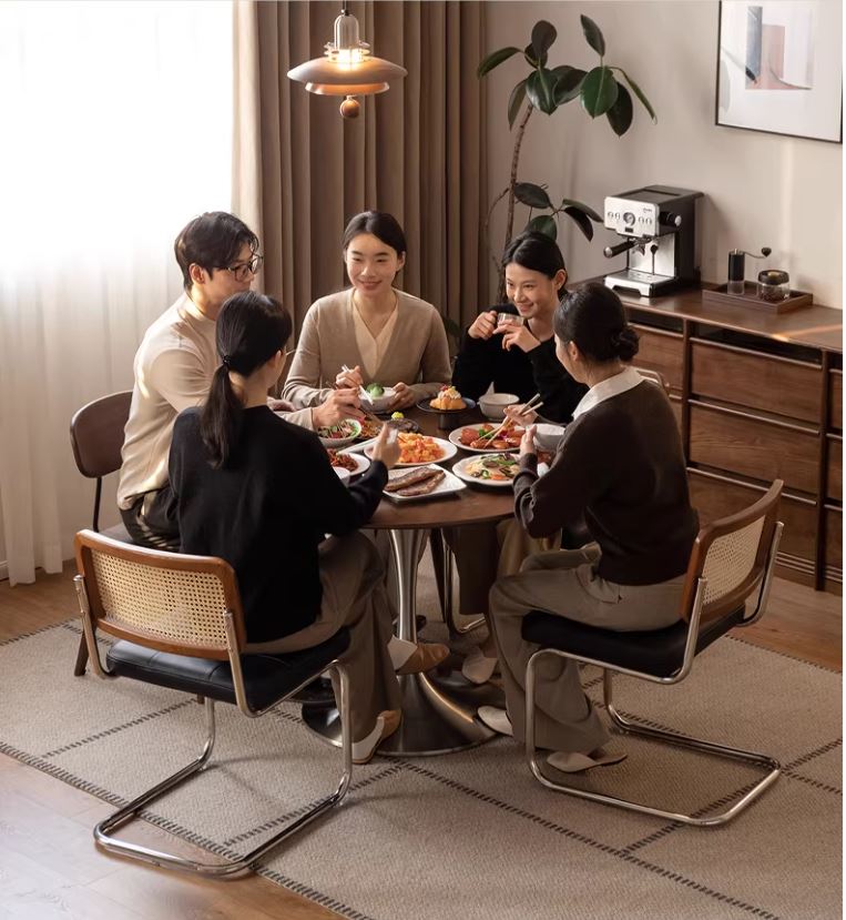 Black Walnut Solid Wood Dining Table Bauhaus Style