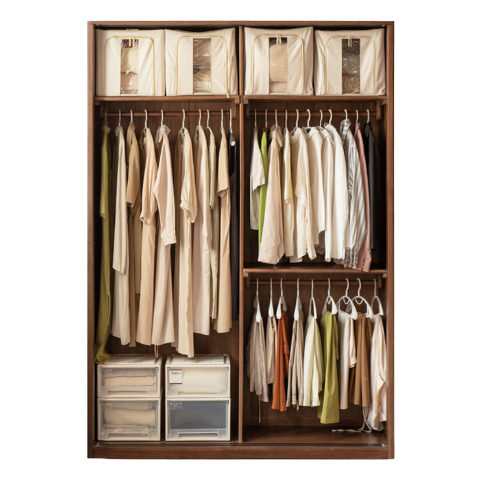 Black Walnut Solid Wood Sliding Door Wardrobe.