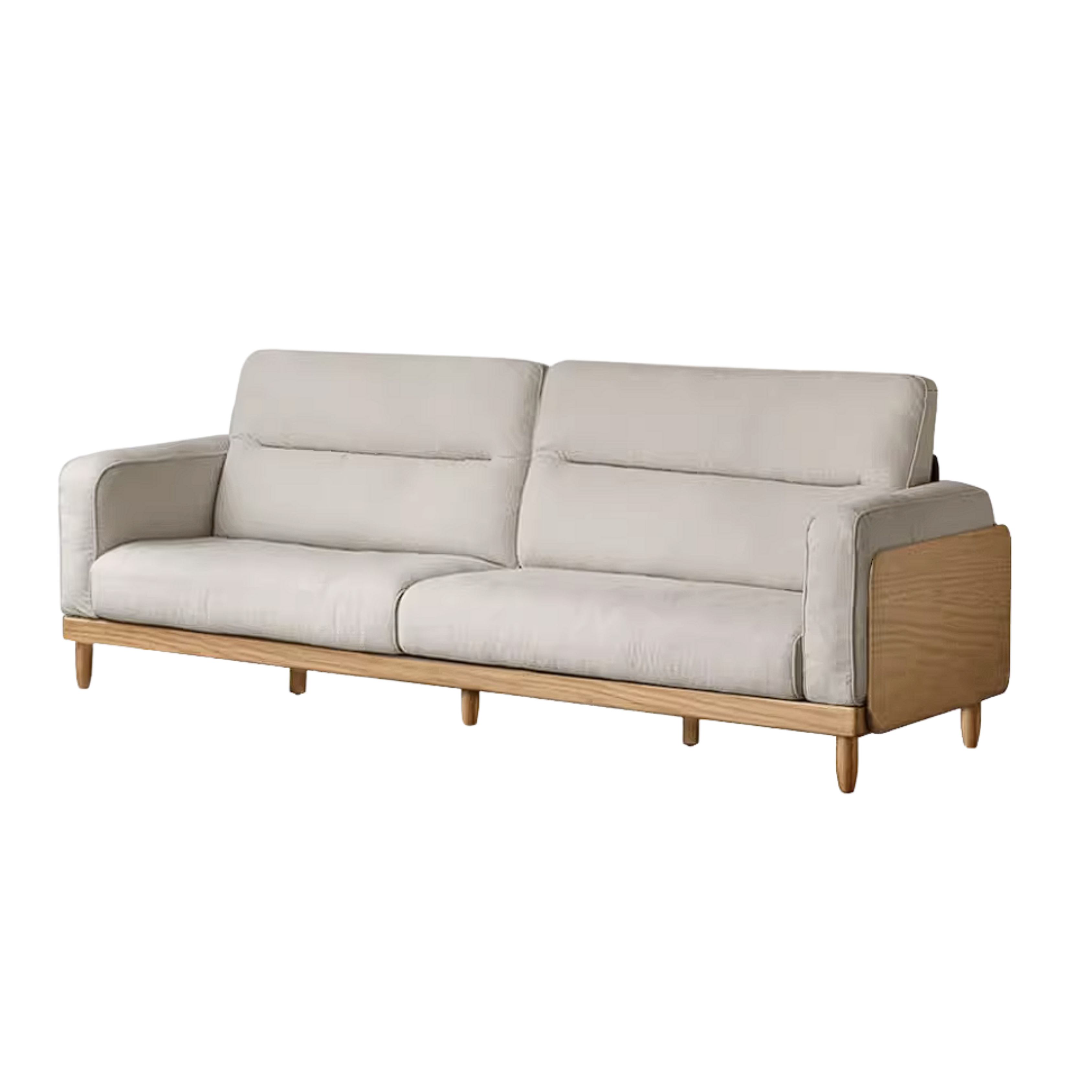 Oak, Ash Solid Wood Sofa with Exposed Wood Frame Arms