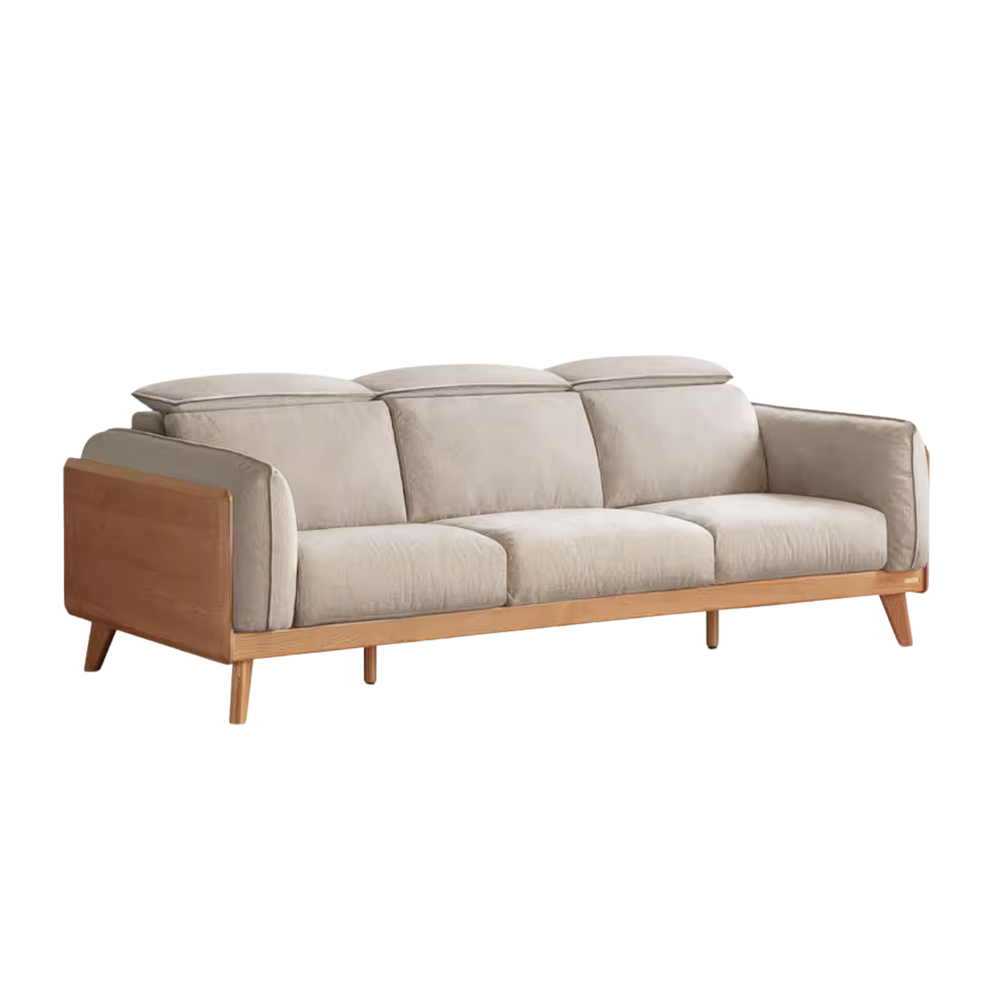 Cherry Wood Solid Wood Sofa Adjustable Headrest Genuine leather, fabric