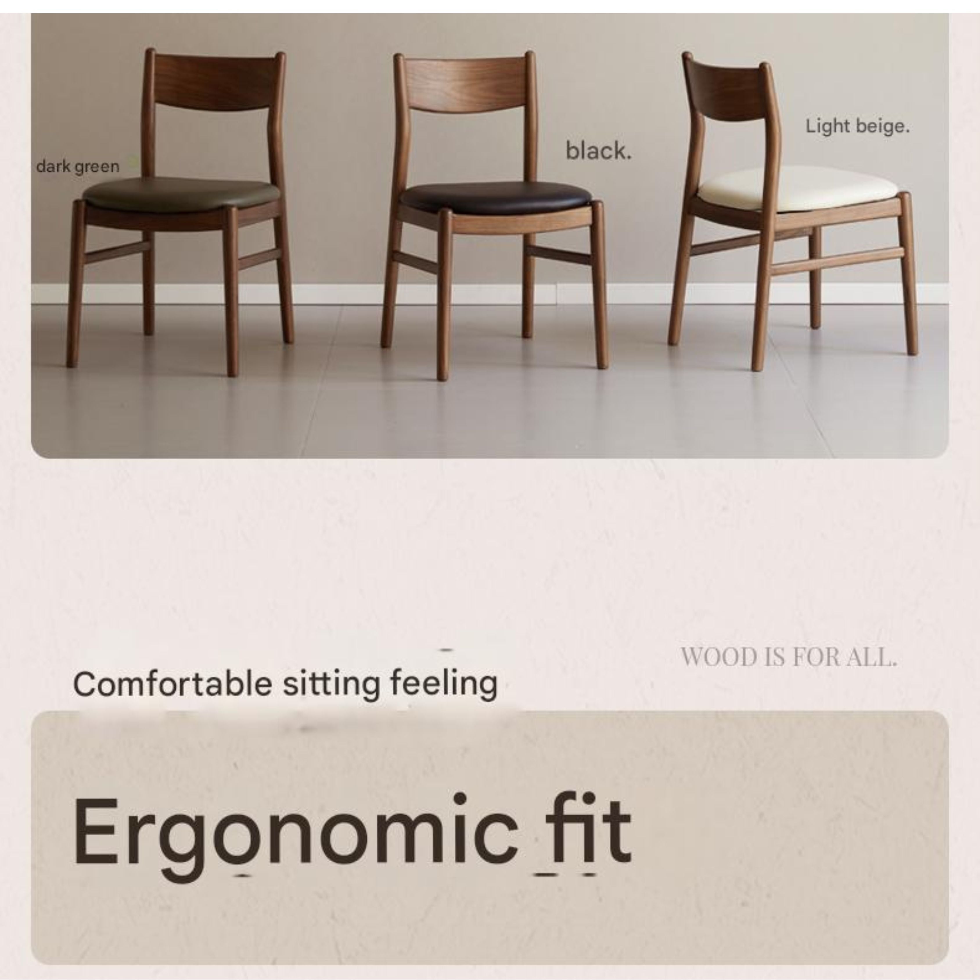 4 pcs Black Walnut, Ash, Oak, Beech, Sandalwood Solid Wood Dining Chair Retro