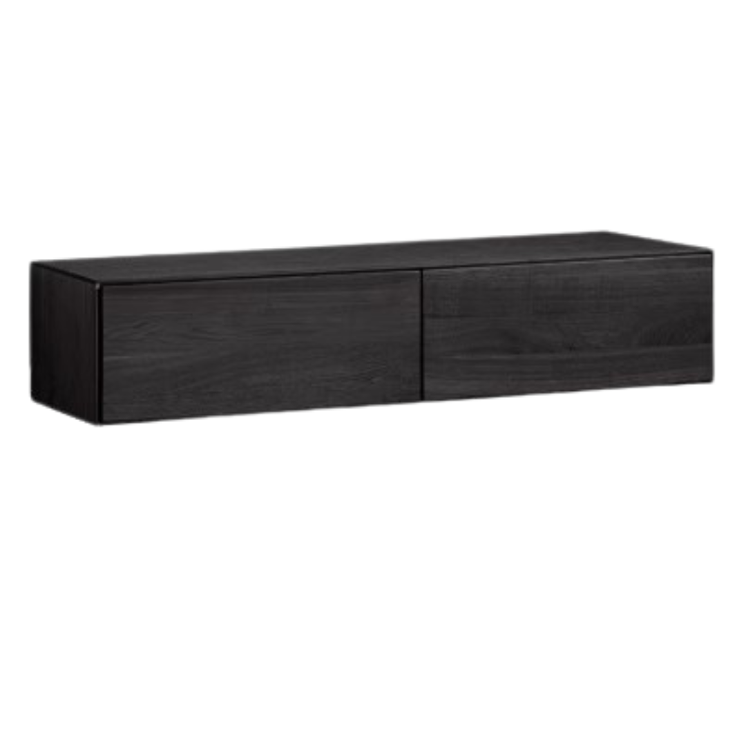 Oak Solid Wood TV Cabinet Hanging LED Lights.
